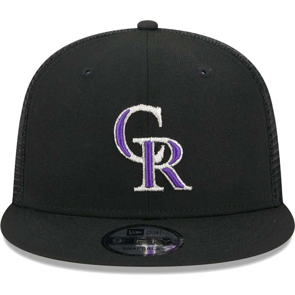 Colorado Rockies Team Color Trucker 9FIFTY Snapback Hat - Black | New Era