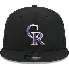 Colorado Rockies Team Color Trucker 9FIFTY Snapback Hat - Black | New Era