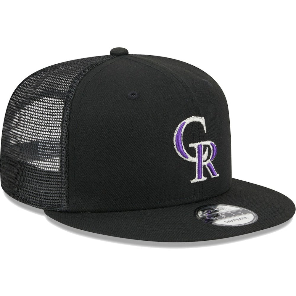 Colorado Rockies Team Color Trucker 9FIFTY Snapback Hat - Black | New Era
