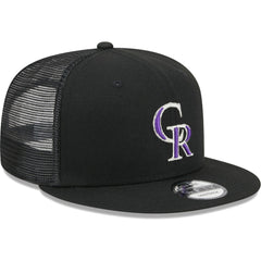 Colorado Rockies Team Color Trucker 9FIFTY Snapback Hat - Black | New Era
