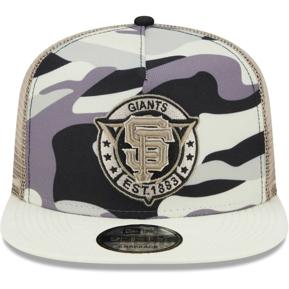 San Francisco Giants Chrome Camo A-Frame 9FIFTY Trucker Snapback Hat - White | New Era