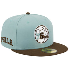Philadelphia 76ers Two-Tone 59FIFTY Fitted Hat - Light Blue/Brown | New Era shop