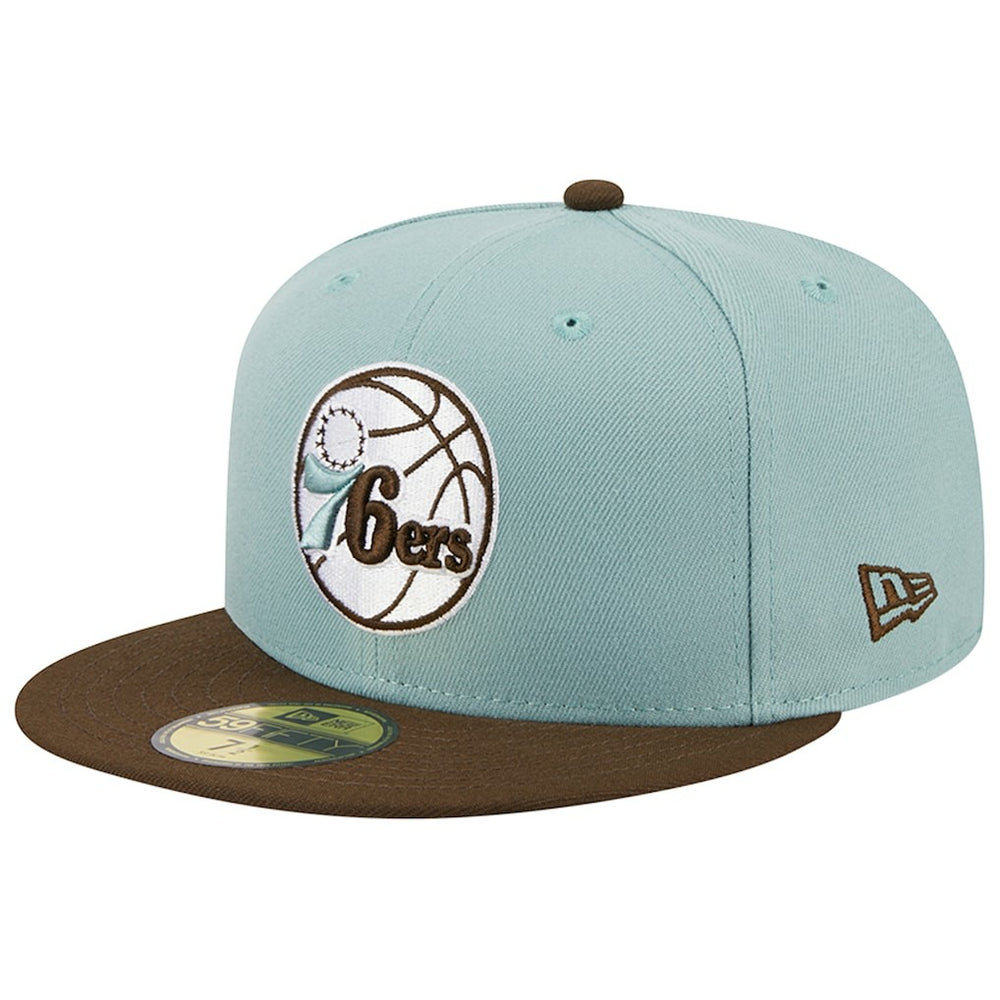 Philadelphia 76ers Two-Tone 59FIFTY Fitted Hat - Light Blue/Brown | New Era shop