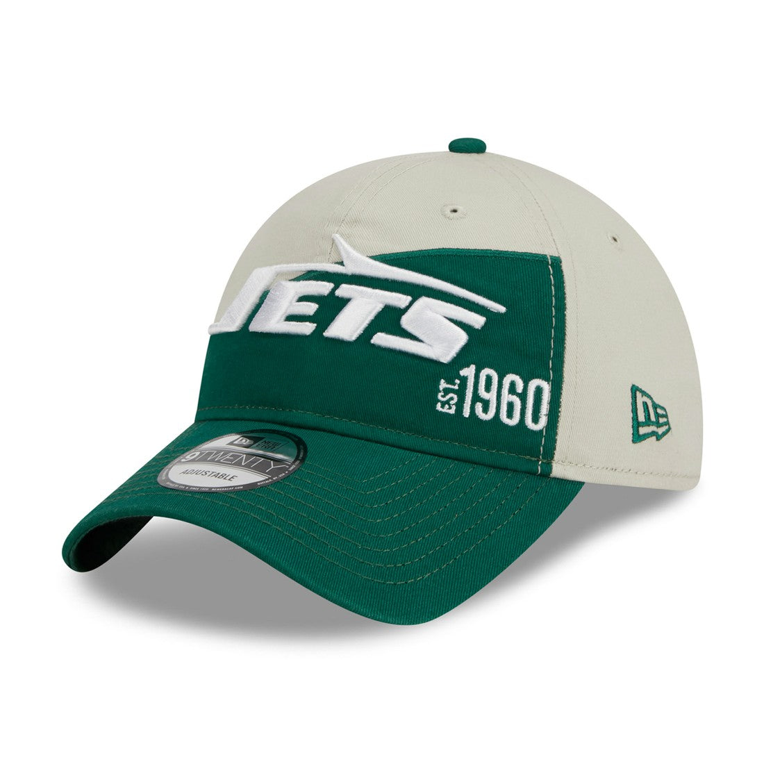 New York Jets New Era 2023 Sideline Historic 9TWENTY Adjustable Hat - Cream/Green on sale