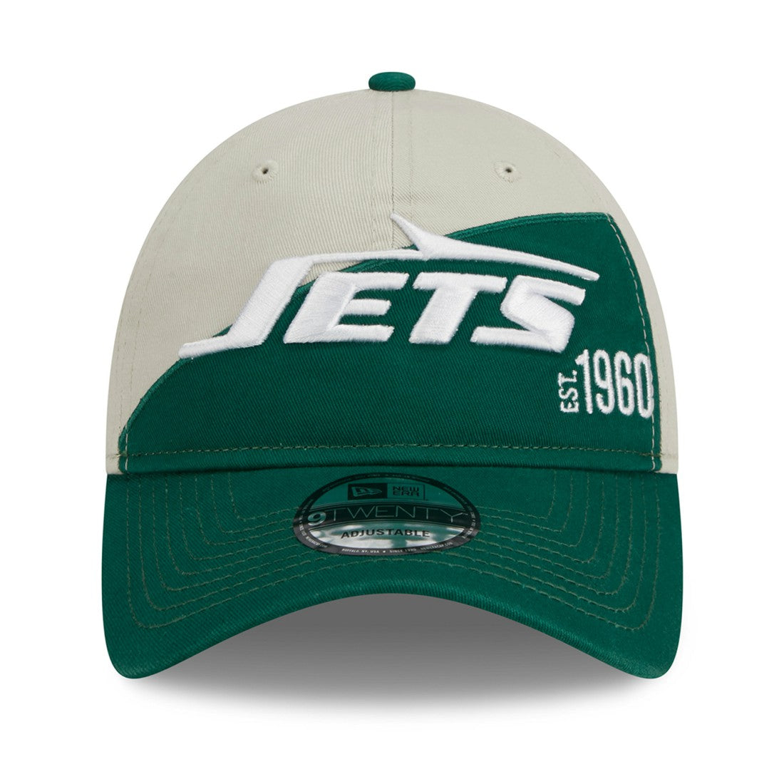 New York Jets New Era 2023 Sideline Historic 9TWENTY Adjustable Hat - Cream/Green on sale