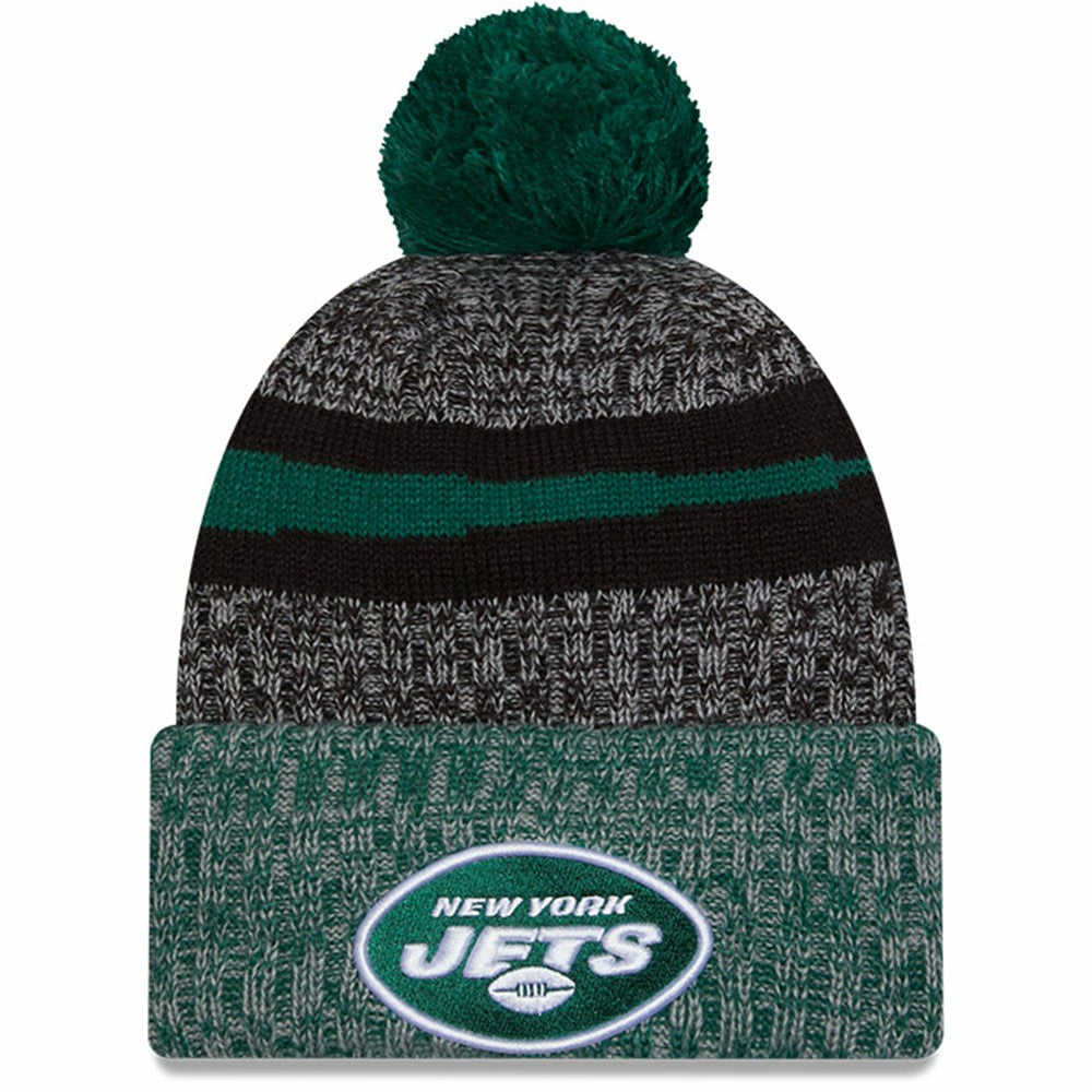 New York Jets New Era 2023 Sideline Sport Cuffed Pom Knit Hat - Black/Green on sale