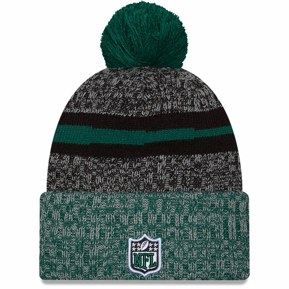 New York Jets New Era 2023 Sideline Sport Cuffed Pom Knit Hat - Black/Green on sale