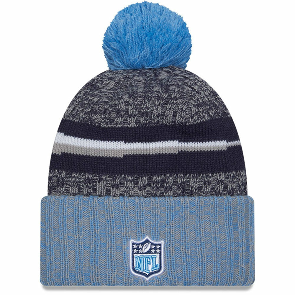 Tennessee Titans New Era 2023 Sideline Sport Cuffed Pom Knit Hat - Navy/Light Blue sale