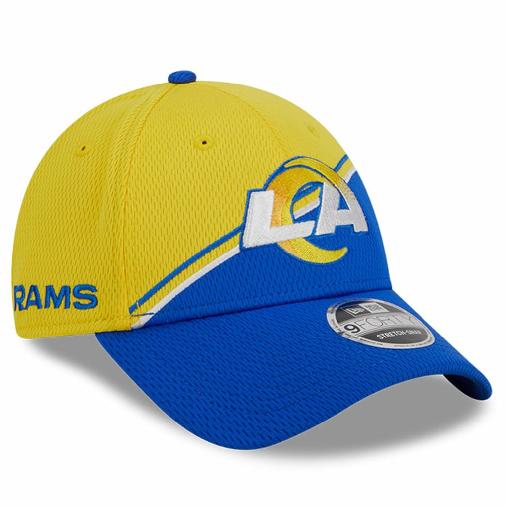 Los Angeles Rams New Era 2023 Sideline 9FORTY Adjustable Hat - Gold/Royal for sale