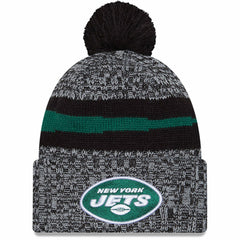 New York Jets New Era 2023 Sideline Cuffed Knit Hat With Pom - Black on sale