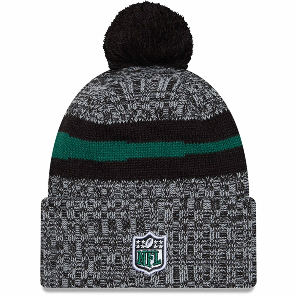 New York Jets New Era 2023 Sideline Cuffed Knit Hat With Pom - Black on sale