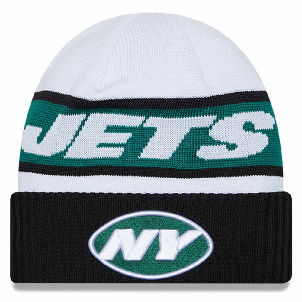 New York Jets New Era 2023 Sideline Tech Cuffed Knit Hat - White/Black online