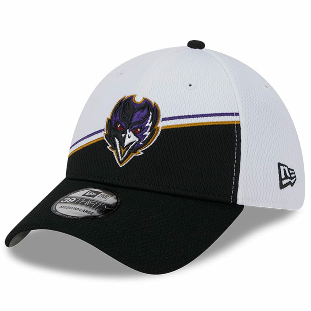 Baltimore Ravens New Era 2023 Sideline 39THIRTY Flex Hat - White/Black outlet