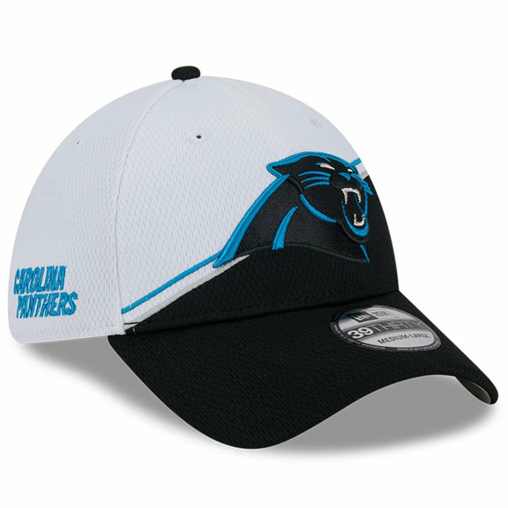 Carolina Panthers New Era 2023 Sideline 39THIRTY Flex Hat - White/Black discount
