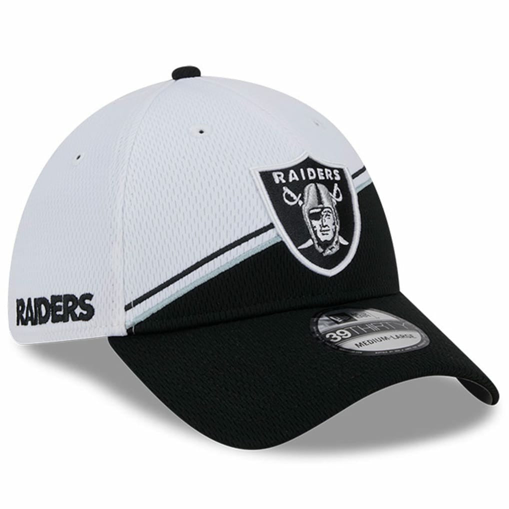 Las Vegas Raiders New Era 2023 Sideline 39THIRTY Flex Hat - White/Black cheap