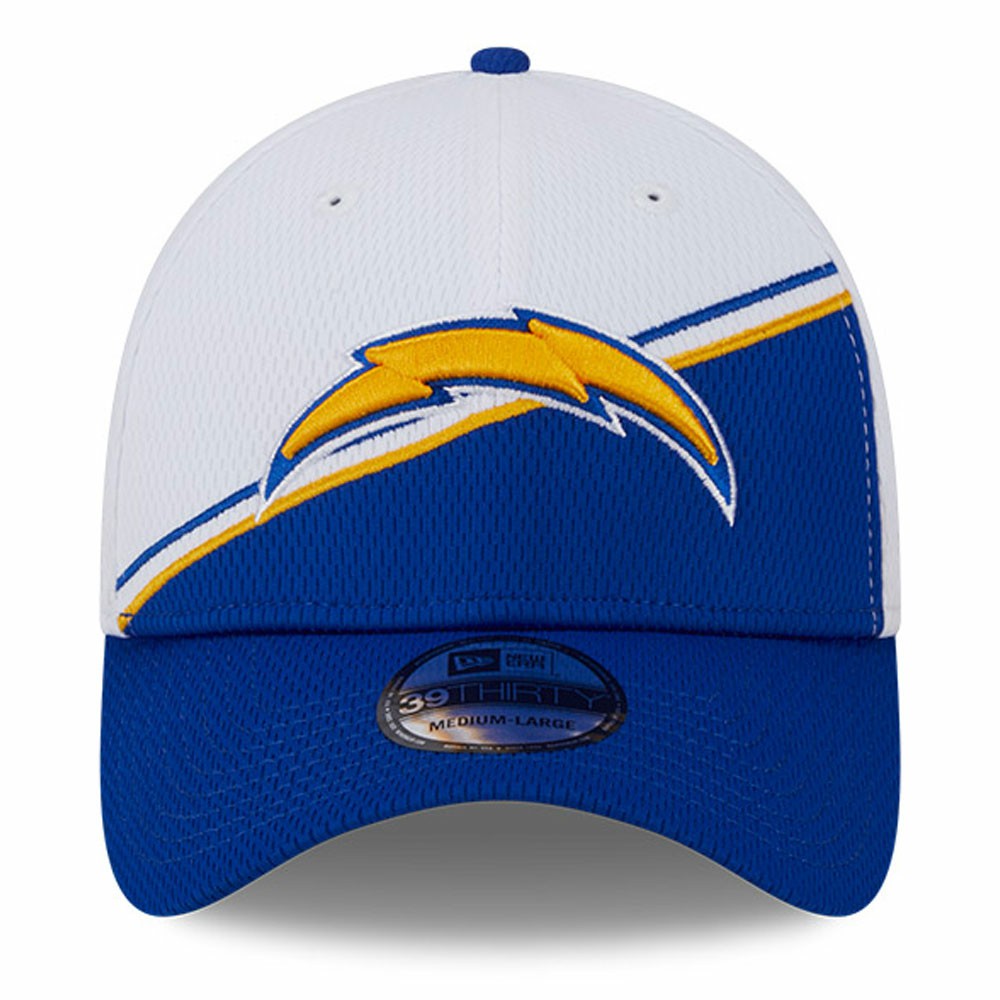 Los Angeles Chargers New Era 2023 Sideline 39THIRTY Flex Hat - White/Blue sale