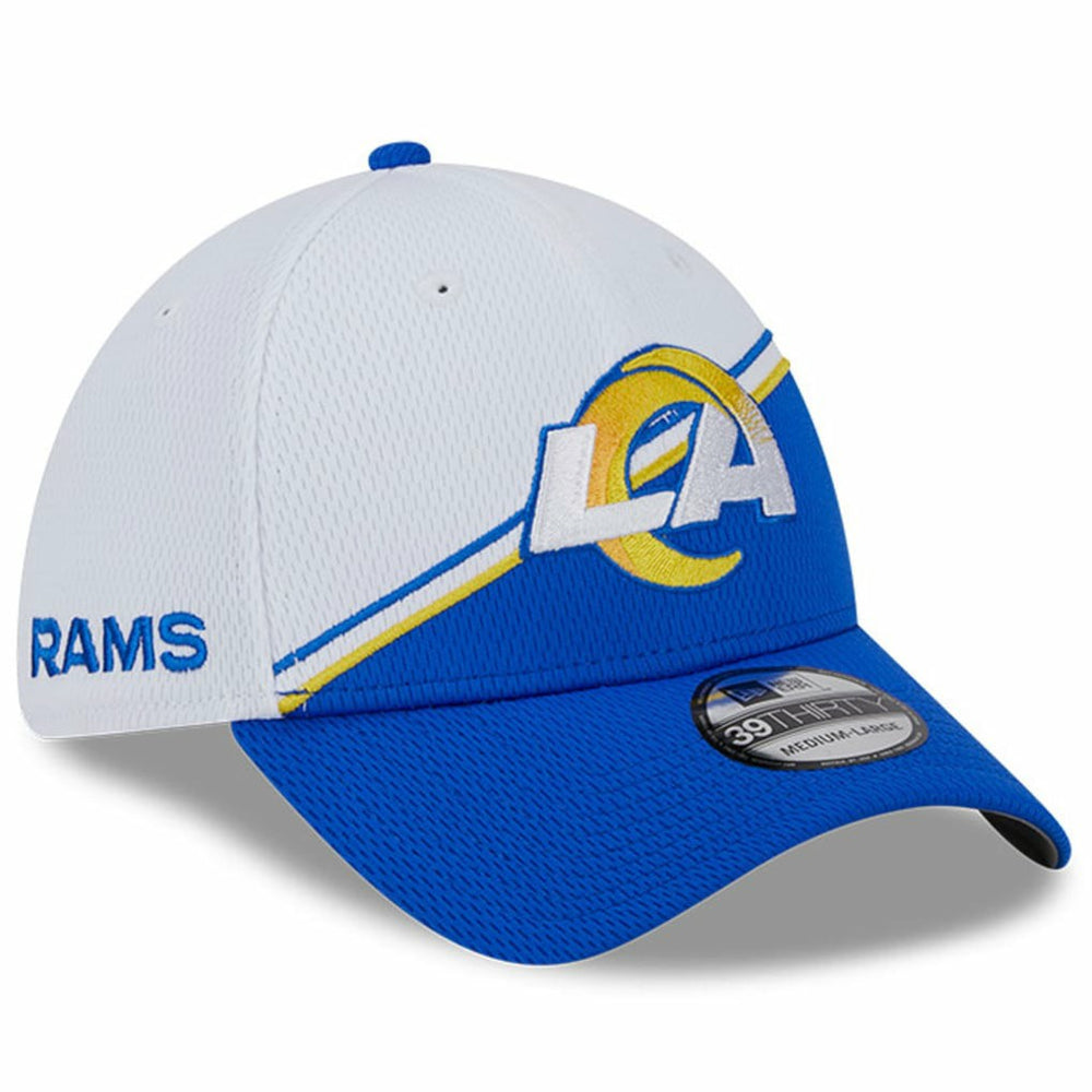 Los Angeles Rams New Era 2023 Sideline 39THIRTY Flex Hat - White/Royal for sale