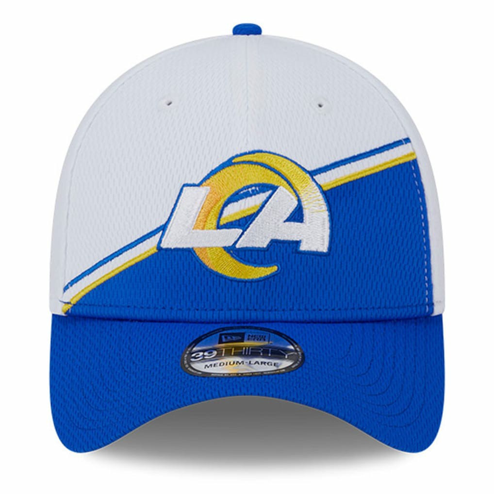 Los Angeles Rams New Era 2023 Sideline 39THIRTY Flex Hat - White/Royal for sale