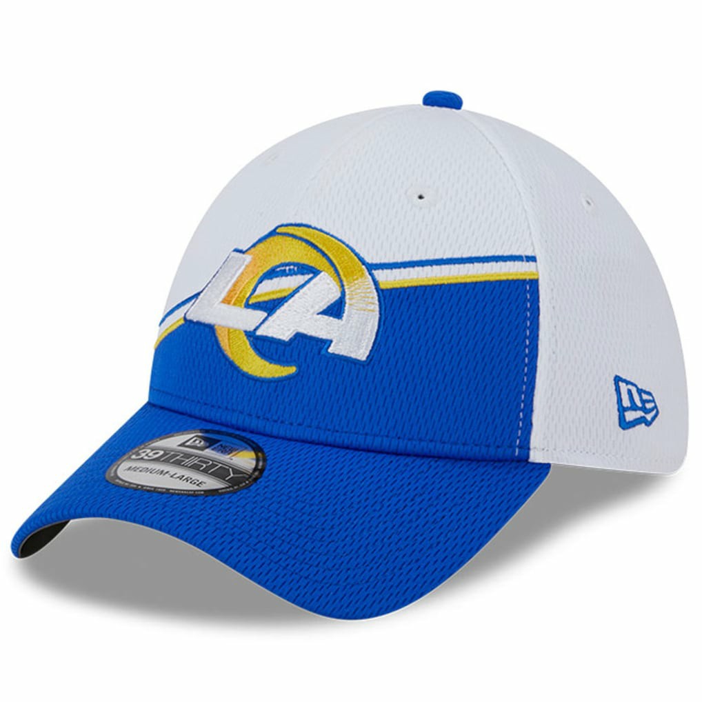 Los Angeles Rams New Era 2023 Sideline 39THIRTY Flex Hat - White/Royal for sale
