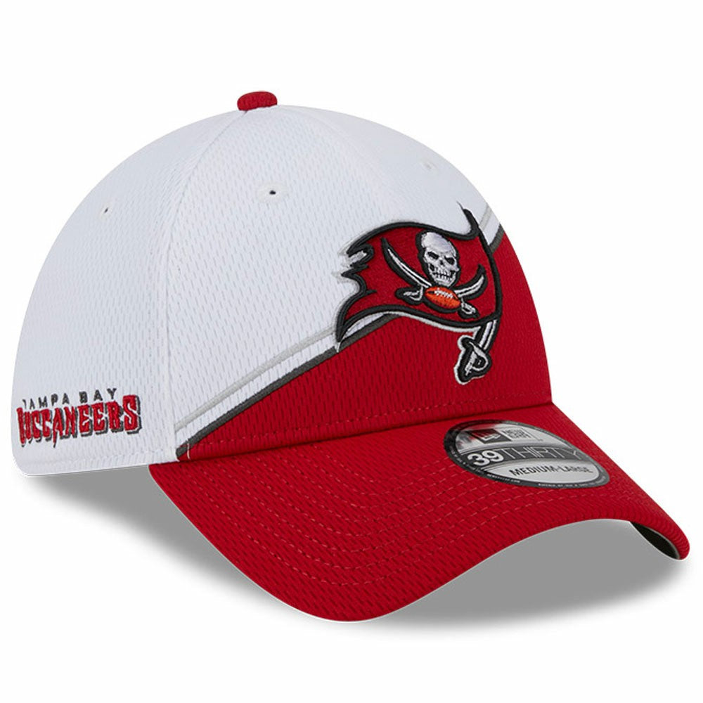 Tampa Bay Buccaneers New Era 2023 Sideline 39THIRTY Flex Hat - White/Red sale