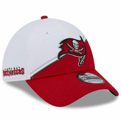 Tampa Bay Buccaneers New Era 2023 Sideline 39THIRTY Flex Hat - White/Red sale