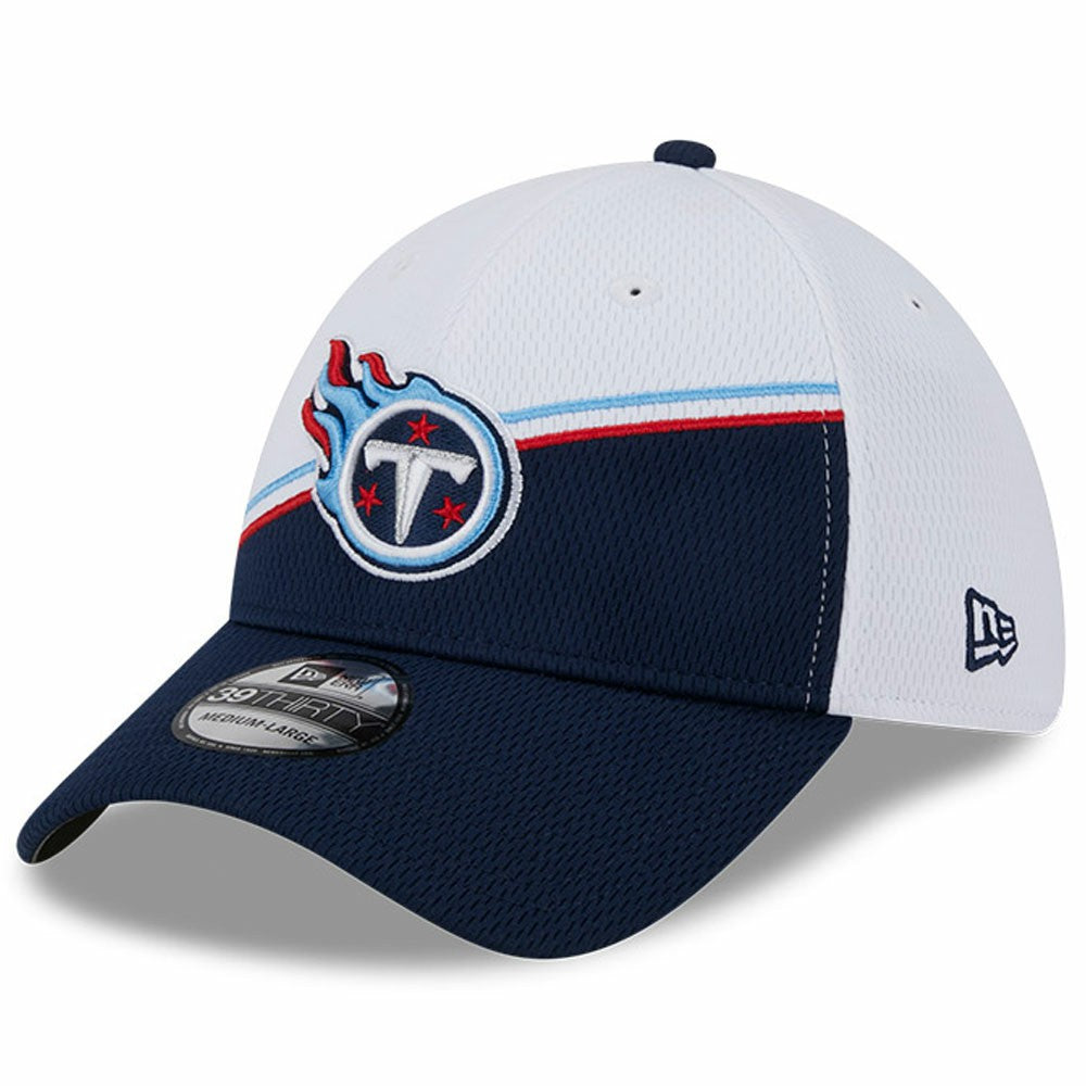 Tennessee Titans New Era 2023 Sideline 39THIRTY Flex Hat - White/Navy for sale