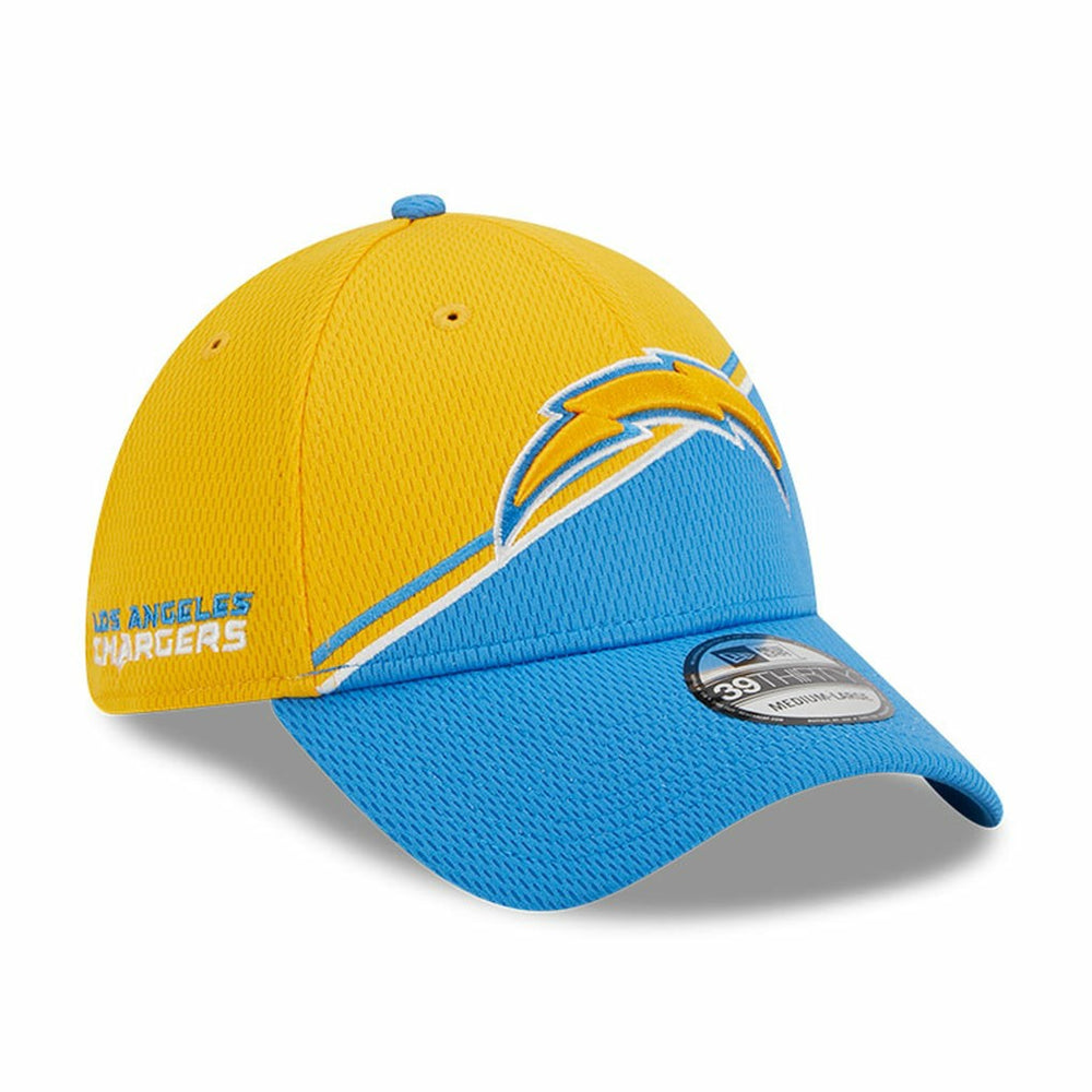 Los Angeles Chargers New Era 2023 Sideline 39THIRTY Flex Hat - Gold/Powder Blue for sale