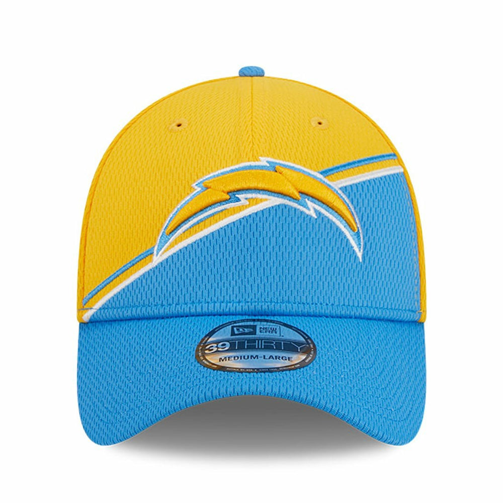 Los Angeles Chargers New Era 2023 Sideline 39THIRTY Flex Hat - Gold/Powder Blue for sale