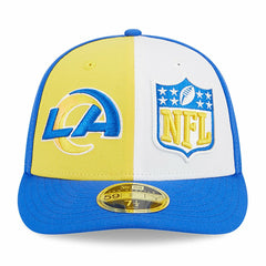 Los Angeles Rams New Era 2023 Sideline Low Profile 59FIFTY Fitted Hat - Yellow/Royal for sale