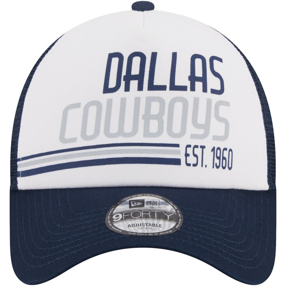 Dallas Cowboys New Era Stacked A-Frame Trucker 9FORTY Adjustable Hat - White/Navy sale