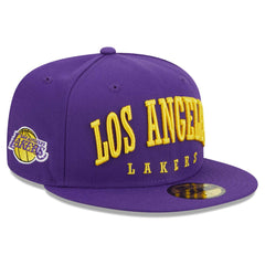 Los Angeles Lakers Big Arch Text 59FIFTY Fitted Hat - Purple | New Era on sale