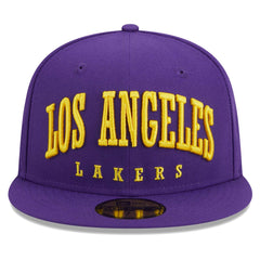 Los Angeles Lakers Big Arch Text 59FIFTY Fitted Hat - Purple | New Era on sale
