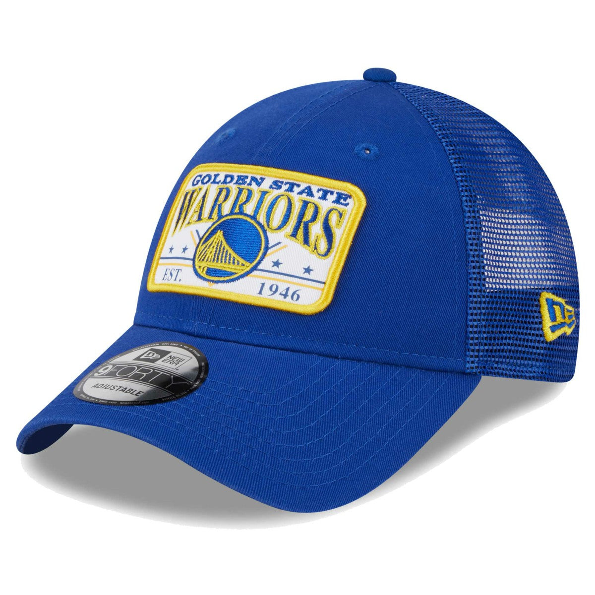 Golden State Warriors Plate Oversized Patch Trucker 9FORTY Adjustable Hat sale - Royal | New Era outlet
