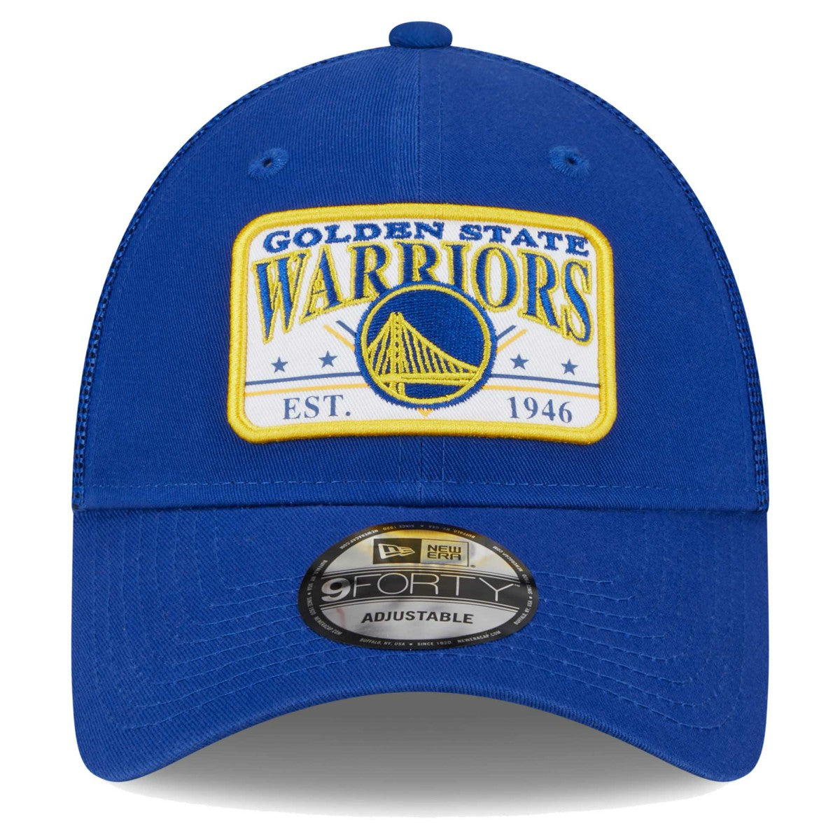 Golden State Warriors Plate Oversized Patch Trucker 9FORTY Adjustable Hat sale - Royal | New Era outlet