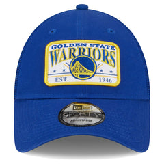 Golden State Warriors Plate Oversized Patch Trucker 9FORTY Adjustable Hat sale - Royal | New Era outlet