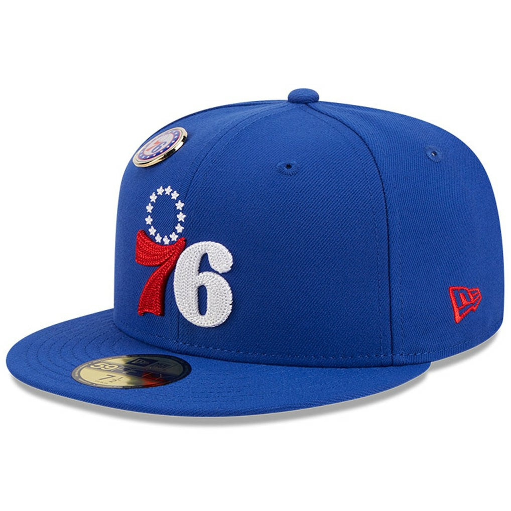 Philadelphia 76ers Chainstitch Logo Pin 59FIFTY Fitted Hat - Royal | New Era on sale