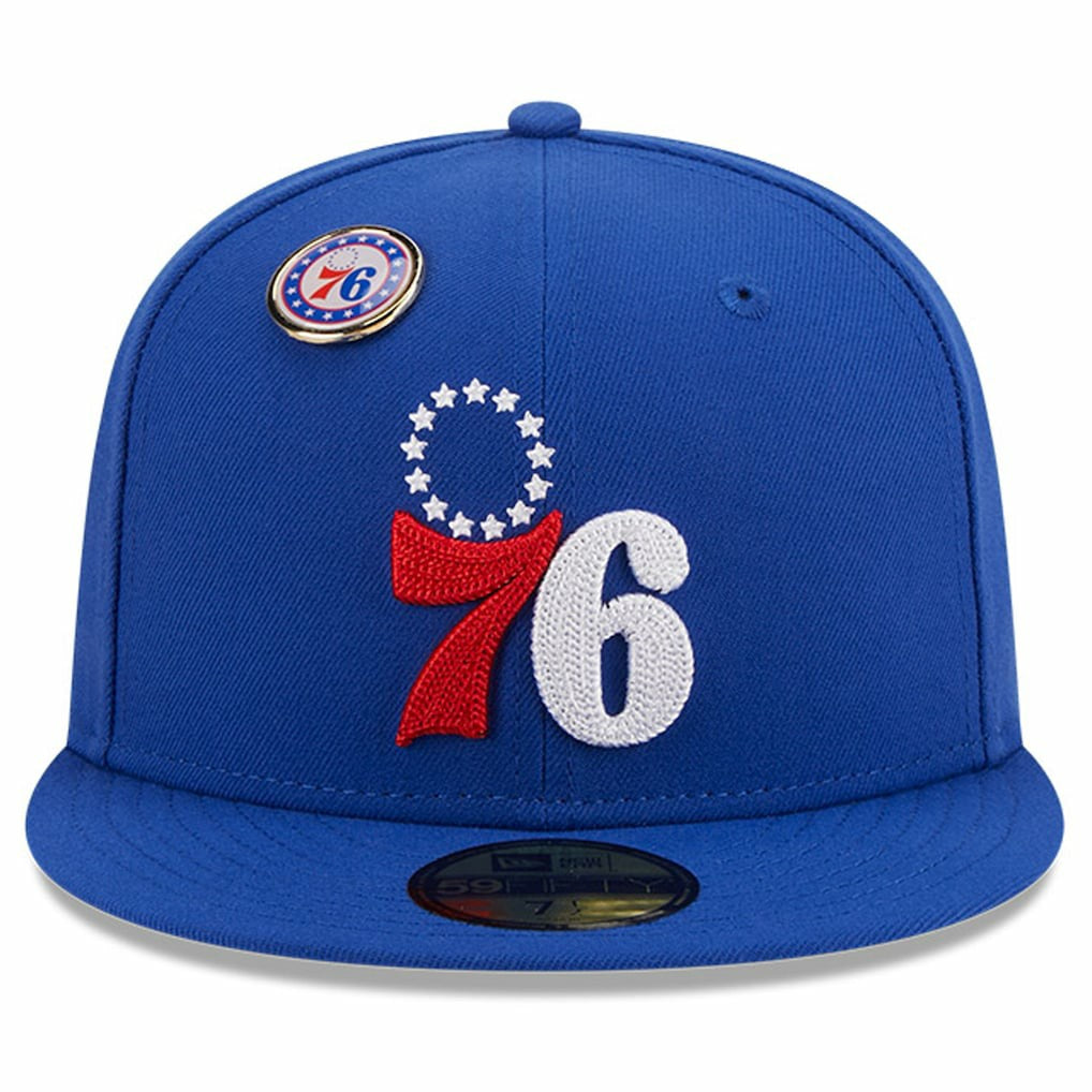 Philadelphia 76ers Chainstitch Logo Pin 59FIFTY Fitted Hat - Royal | New Era on sale