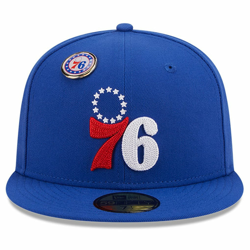 Philadelphia 76ers Chainstitch Logo Pin 59FIFTY Fitted Hat - Royal | New Era on sale