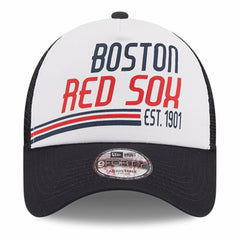 Boston Red Sox Stacked A-Frame Trucker 9FORTY Adjustable Hat - White/Navy | New Era