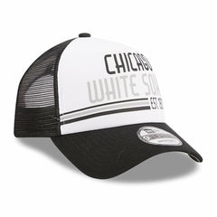 Chicago White Sox Stacked A-Frame Trucker 9FORTY Adjustable Hat - White/Black | New Era
