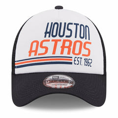 Houston Astros Stacked A-Frame Trucker 9FORTY Adjustable Hat - White/Navy | New Era