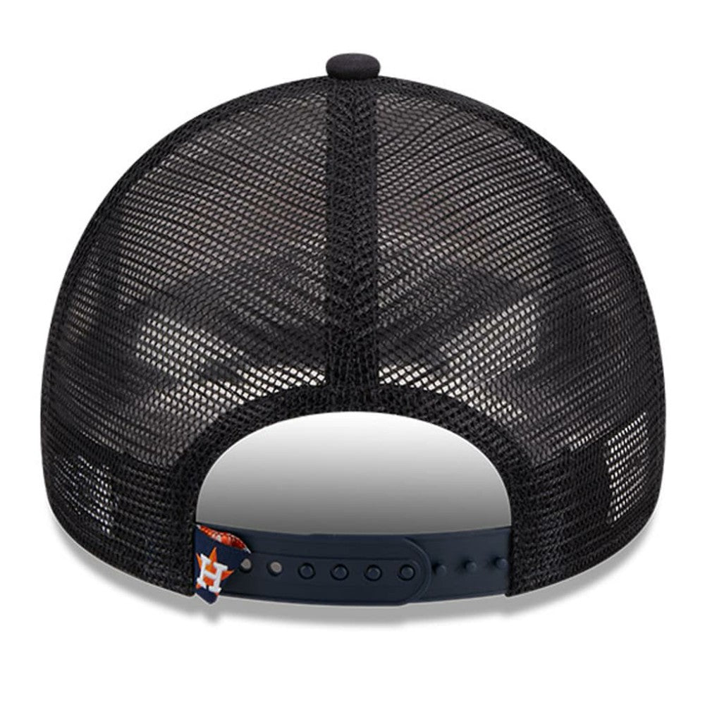 Houston Astros Stacked A-Frame Trucker 9FORTY Adjustable Hat - White/Navy | New Era