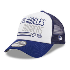 Los Angeles Dodgers Stacked A-Frame Trucker 9FORTY Adjustable Hat - White/Royal | New Era