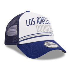 Los Angeles Dodgers Stacked A-Frame Trucker 9FORTY Adjustable Hat - White/Royal | New Era