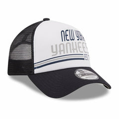 New York Yankees Stacked A-Frame Trucker 9FORTY Adjustable Hat - White/Navy | New Era