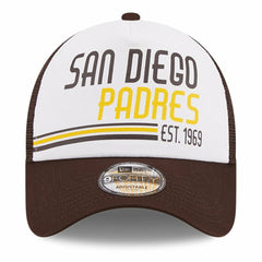San Diego Padres Stacked A-Frame Trucker 9FORTY Adjustable Hat - White/Brown | New Era