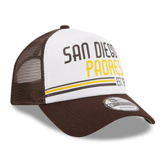 San Diego Padres Stacked A-Frame Trucker 9FORTY Adjustable Hat - White/Brown | New Era