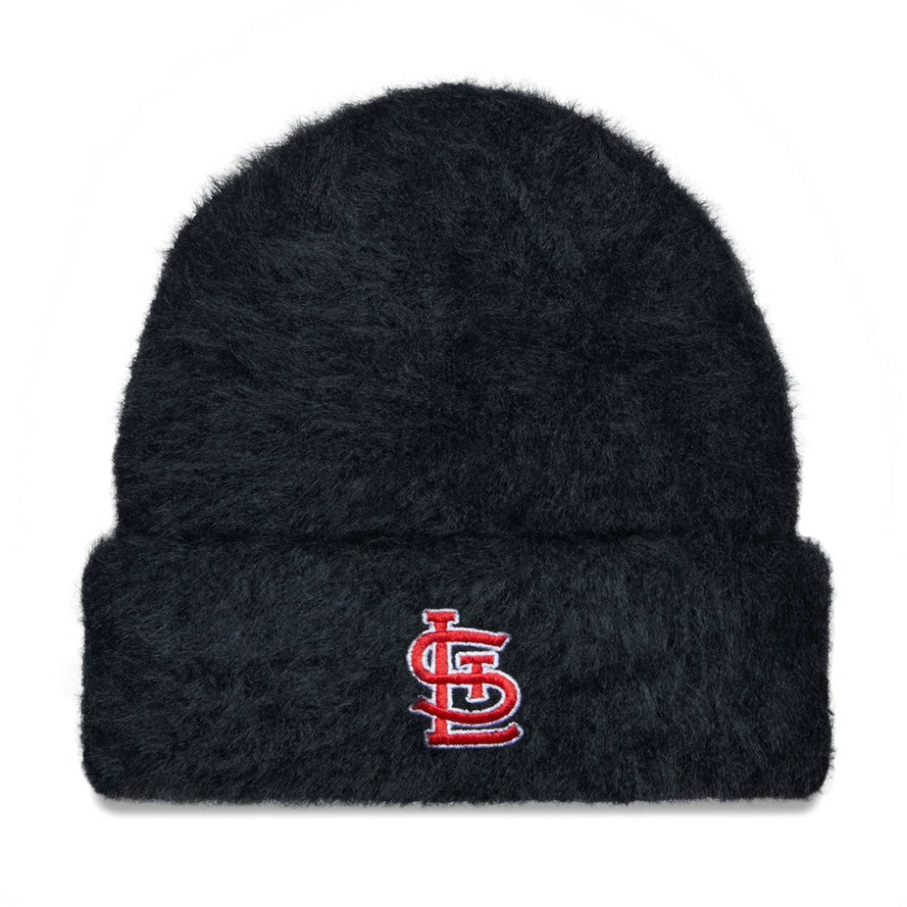 St. Louis Cardinals Women's Fuzzy Cuffed Knit Hat - Black | New Era