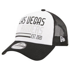 Las Vegas Raiders New Era Stacked A-Frame Trucker 9FORTY Adjustable Hat - White/Black for sale