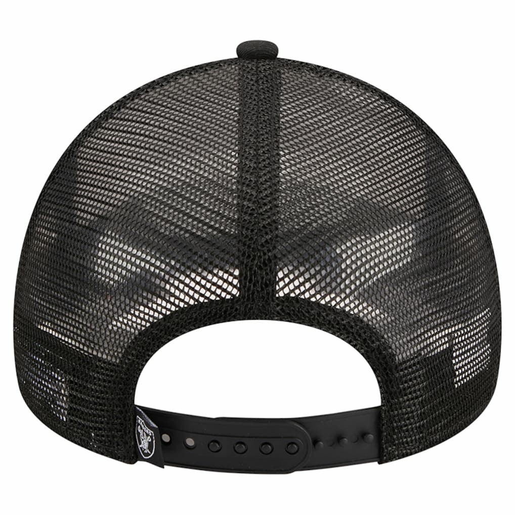 Las Vegas Raiders New Era Stacked A-Frame Trucker 9FORTY Adjustable Hat - White/Black for sale